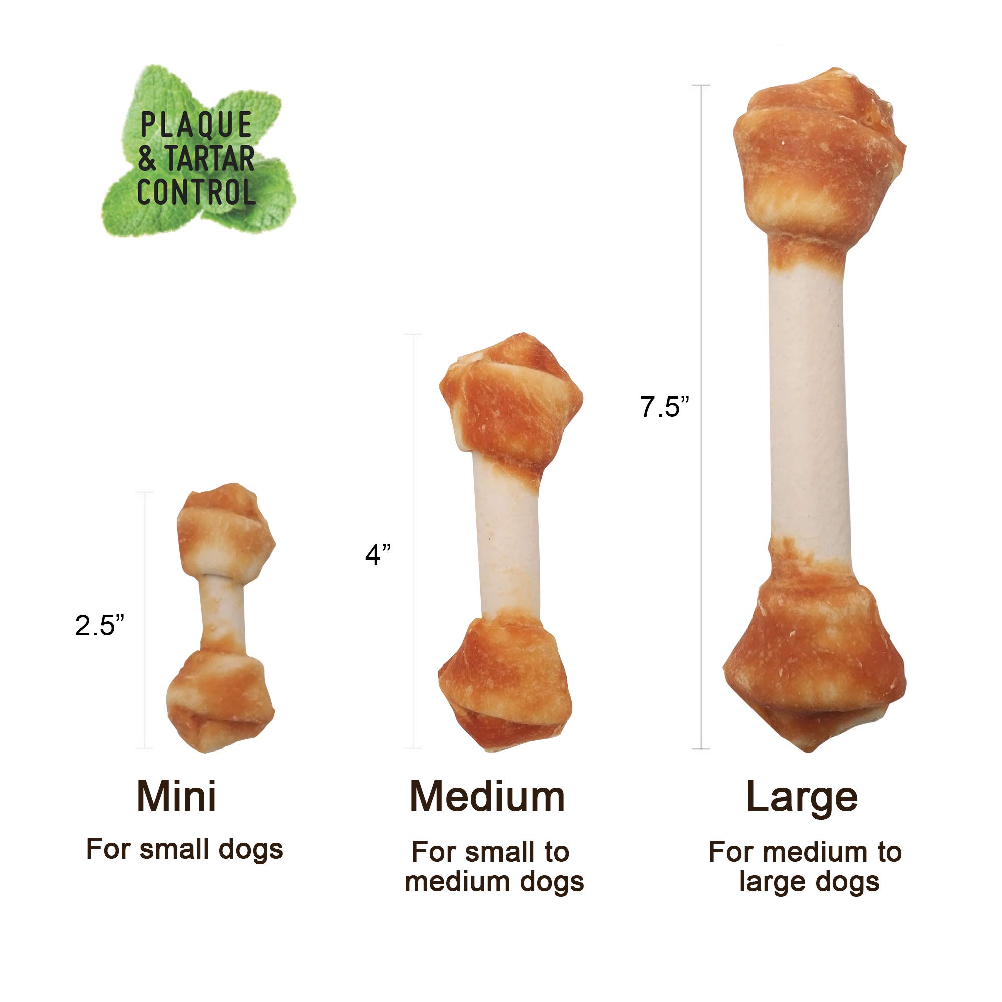 Premium Natural Dog Chew Bones for Small Dogs - Grain Free, Rawhide Free, Limited Ingredient, Healthy Dental Treats (18pcs/Pack x 2) - Perfect for Teething Puppies & Training Rewards