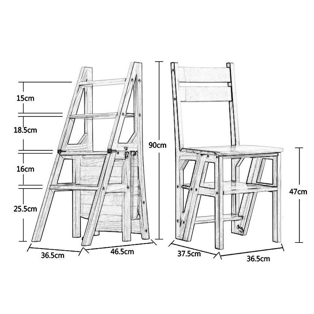 Convertible Ladder Chair - Multifunctional Wooden Step Stool with Folding Design for Kitchen, Office & Library | Space-Saving Home Furniture for Small Spaces (White)