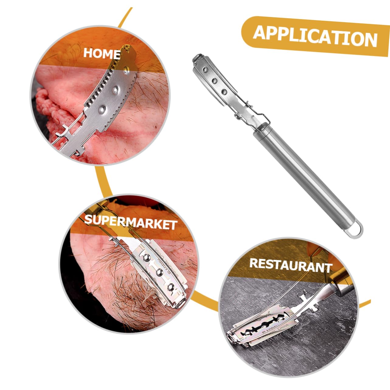 4 Pcs Stainless Steel Razor Holder & Hair Remover Tool for Kitchen Meat Prep