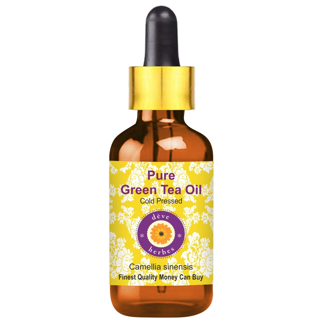 Deve Herbes Pure Green Tea Oil (Camellia sinensis) - 100% Natural, Cold Pressed, Therapeutic Grade Essential Oil with Glass Dropper - 15ml Bottle for Aromatherapy, Skin Care & Relaxation