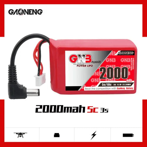 **Gaoneng 2000mAh 11.1V 3S LiPo Battery Pack with XT30 & DC5.5 Plug - High Performance 5C/10C for DJI FPV Goggles, FPV Headsets & RC Receivers - Perfect for Wireless FPV, Drone Racing & Long Flight Sessions**