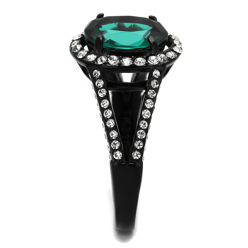 Blue Zircon Halo Ring 3.26ct - Stainless Steel Engagement Jewelry for Women (Size 5-10) - Perfect for Weddings & Anniversaries