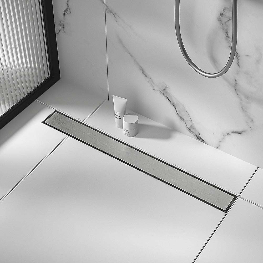 Stainless Steel Shower Drain Grate 1200mm - Center Outlet Tile Insert Bathroom Floor Waste - Ideal for Modern Bathrooms, Wet Rooms, and Walk-In Showers