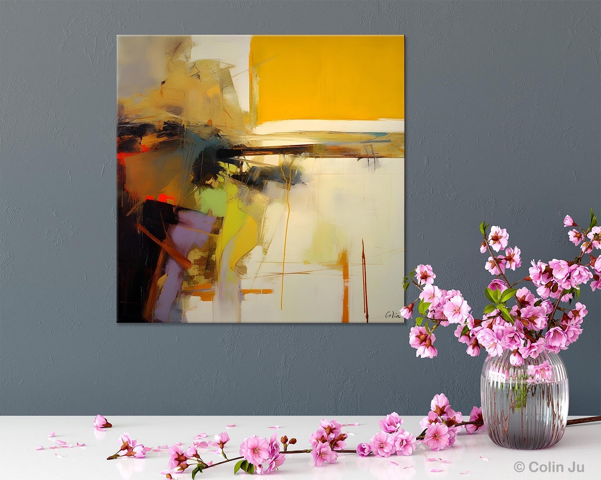 Large Abstract Wall Art for Bedroom - Modern Acrylic Canvas Painting - Contemporary Original Artwork - Simple Home Decor - Perfect for Living Room, Office & Bedroom Wall Decor