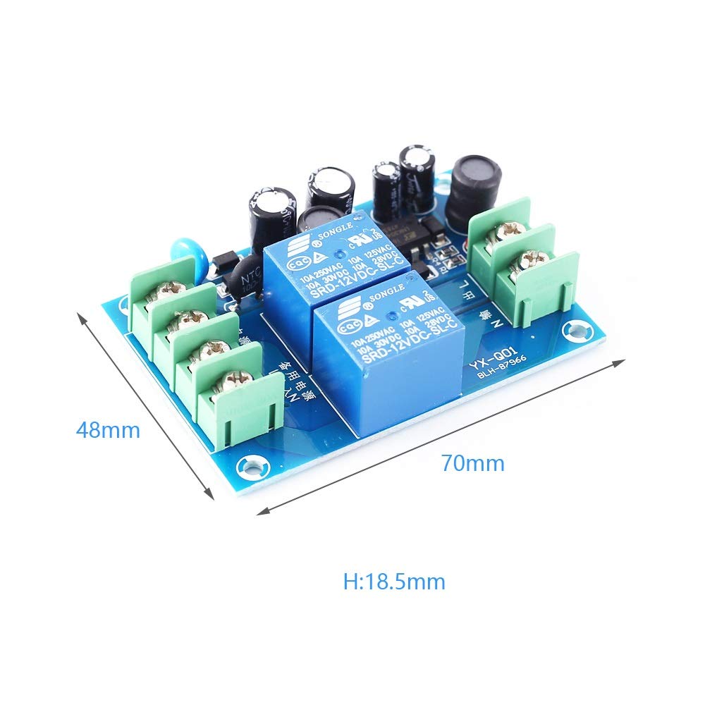 Dual AC Power Supply Automatic Switching Module with Power-Off Protection - UPS Emergency Cut-Off Battery PMS Control Board for Home/Office Electronics Backup Power System