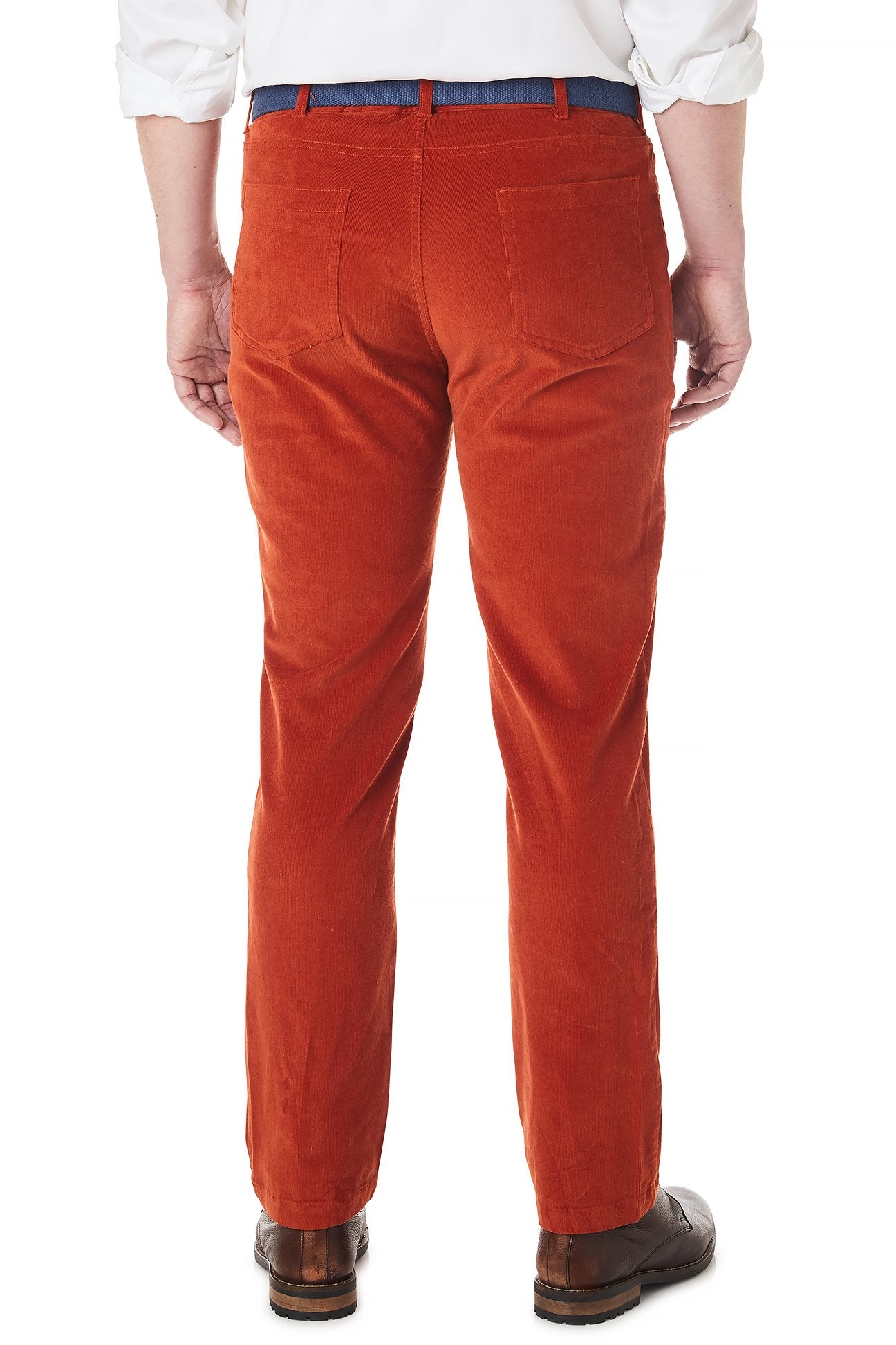 Wayfarer 5 Pocket Stretch Corduroy Pants for Men - Rust Brown Comfortable Casual Trousers - Perfect for Fall Winter Outfits, Office Wear & Weekend Relaxation