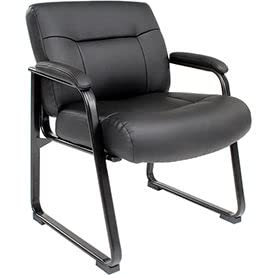 Big & Tall Guest Chair - Heavy Duty Black Bonded Leather Office Chair for Large Adults - Perfect for Conference Rooms, Reception Areas & Home Offices