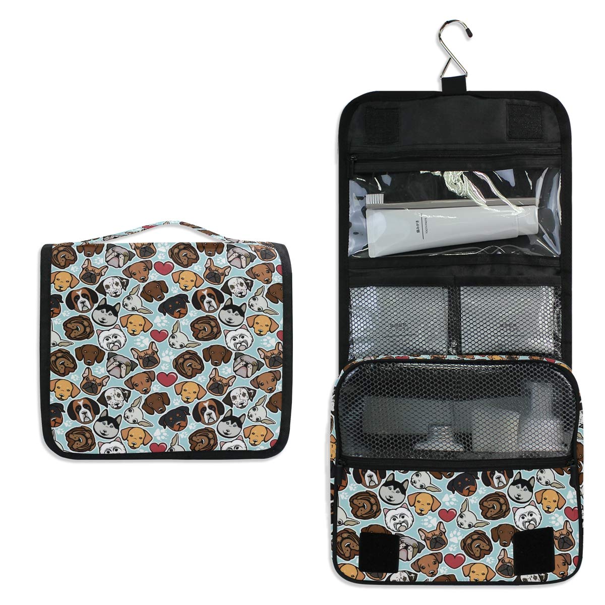 AGONA Hanging Toiletry Bag - Cute Animal Print Travel Organizer for Women & Men, Portable Cosmetic Bag with Hook for Bathroom, Makeup, Toiletries | Perfect for Travel, Gym, Camping & Daily Use