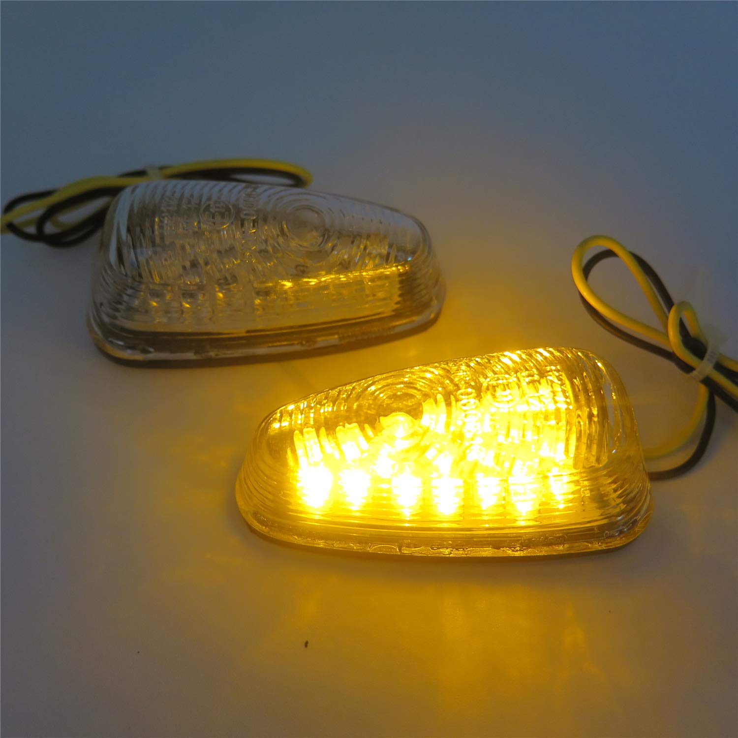 Universal LED Turn Signal Lights - Clear Flush Mount Motorcycle Blinkers for Harley, Honda, Kawasaki - Waterproof, Durable Bike Indicators for Night Riding & Safety Enhancement