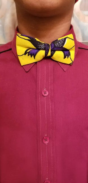 Kids' Yellow African Print Bow Tie DPC3766BT1 - Stylish Accessory for Boys' Formal Wear, Parties & Cultural Events
