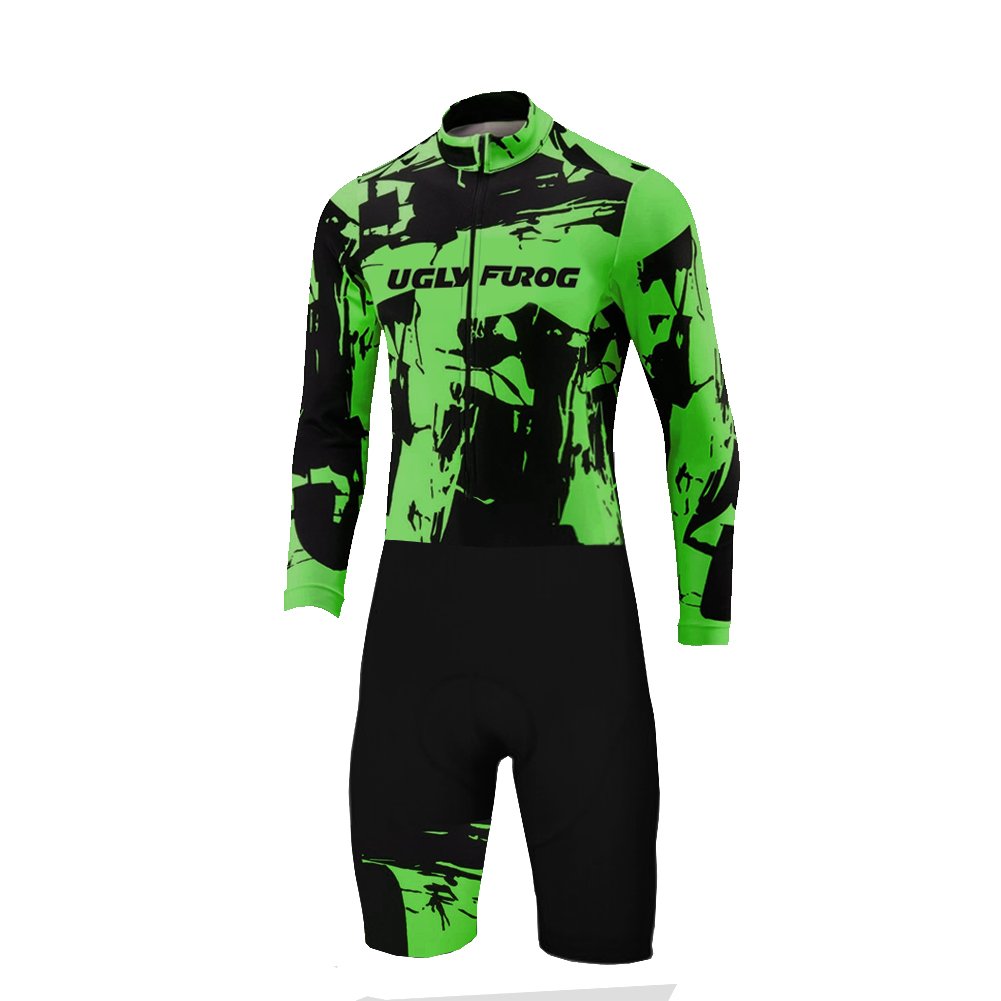 UGLY FROG Men's Cycling Skinsuit - Breathable Short Sleeve & Short Leg Bike Jersey with Gel Pad Padding for Road & Mountain Biking | Comfortable Cycling Gear for Training & Racing