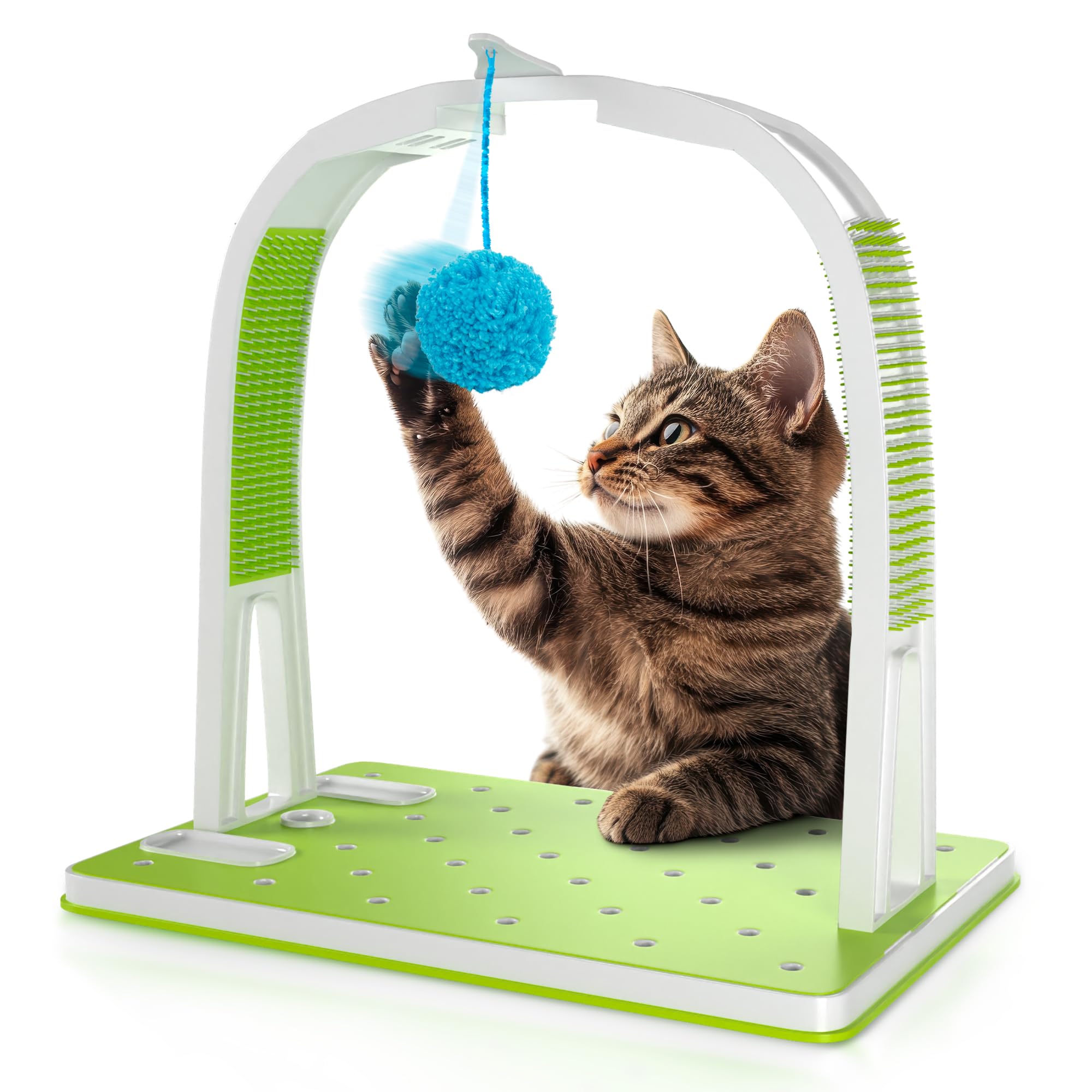 12.5 Inch Cat Arch Self Groomer - Cat Scratcher Toy & Grooming Brush for Indoor Cats - Durable Cat Rubbing Post & Back Scratcher - Perfect for Playtime, Grooming & Stress Relief at Home
