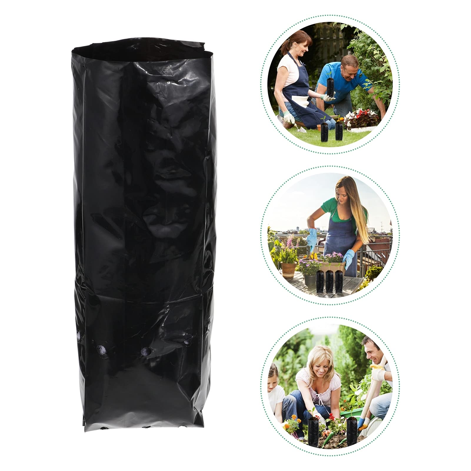 Hemoton 100pcs Black Sapling Bags - Heavy Duty Plant Grow Bags for Garden, Nursery, Flower & Vegetable Planting | Reusable Planting Pouch for Indoor/Outdoor Gardening, Farming & Hydroponics