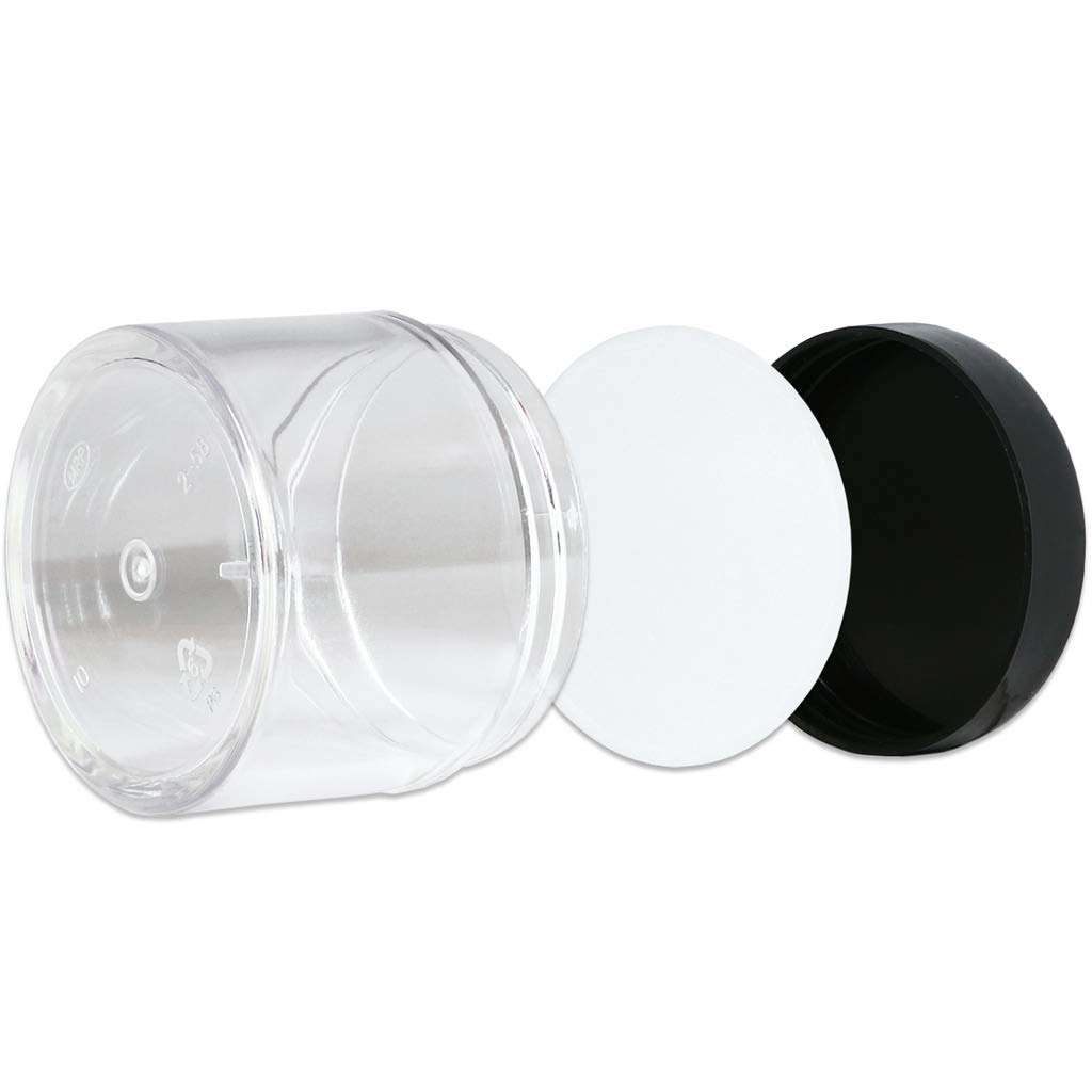 Beauticom 60 Grams/60 ML (2 Oz) Round Clear Leak Proof Plastic Jars with Black Lids - Travel-Friendly Cosmetic Containers for Makeup, Lotion, Creams, Oils & Salves - Perfect for Home, Salon & DIY Projects (Pack of 384)