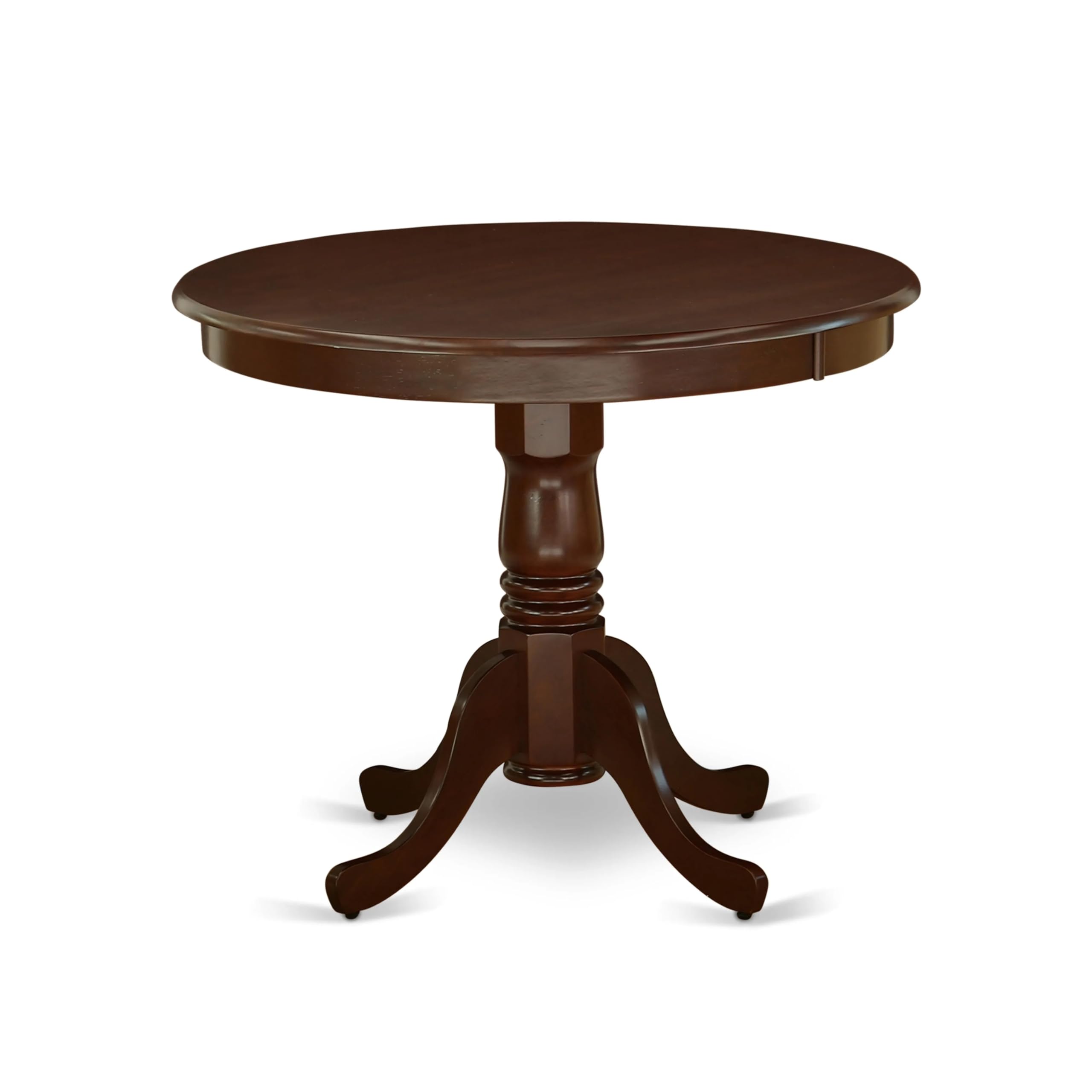 East West Furniture ANBO3-MAH-W 3 Piece Round Dining Set with Pedestal Table & 2 Chairs - 36x36 Inch Mahogany Kitchen Table for Small Spaces, Breakfast Nooks & Cozy Apartments