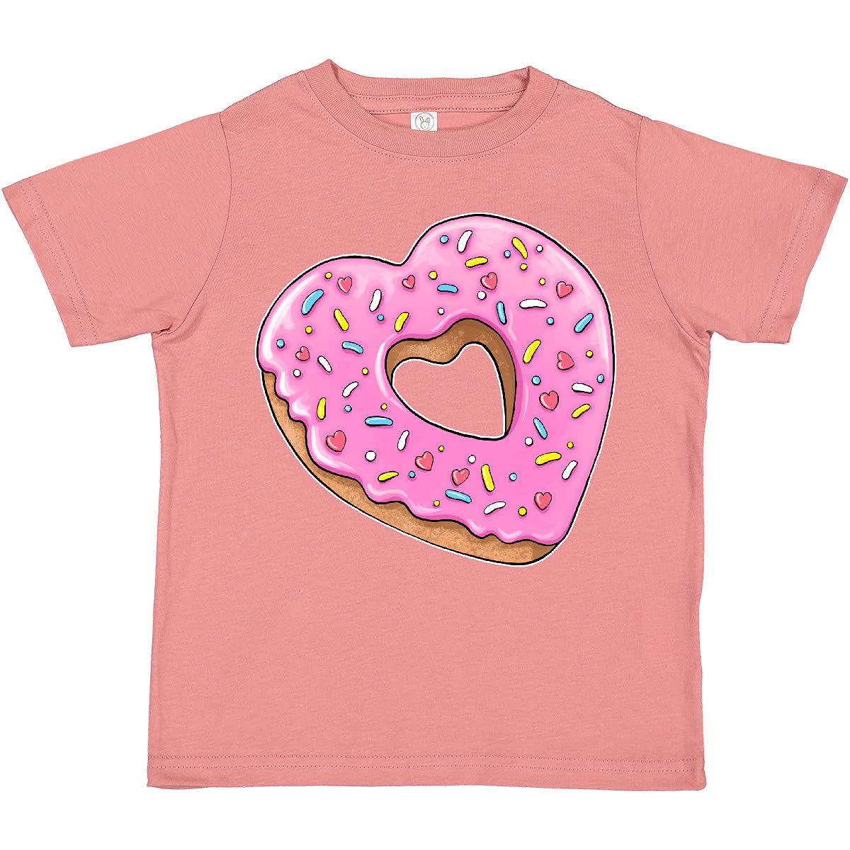 Inktastic Heart Shaped Donut with Pink Icing & Sprinkles Toddler T-Shirt - Cute Valentine's Day Outfit for Kids