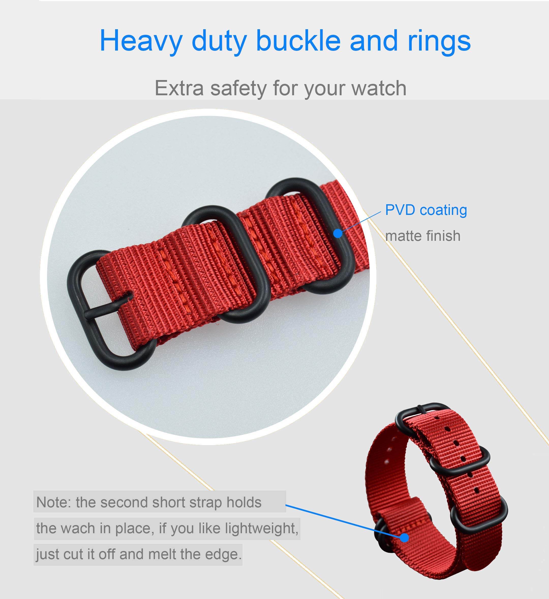 Durable Nylon Watch Band Replacement (18-28mm Sizes) - Perfect for Apple Watch, Garmin, Fitbit & Smartwatches - Comfortable for Sports, Workouts & Everyday Wear