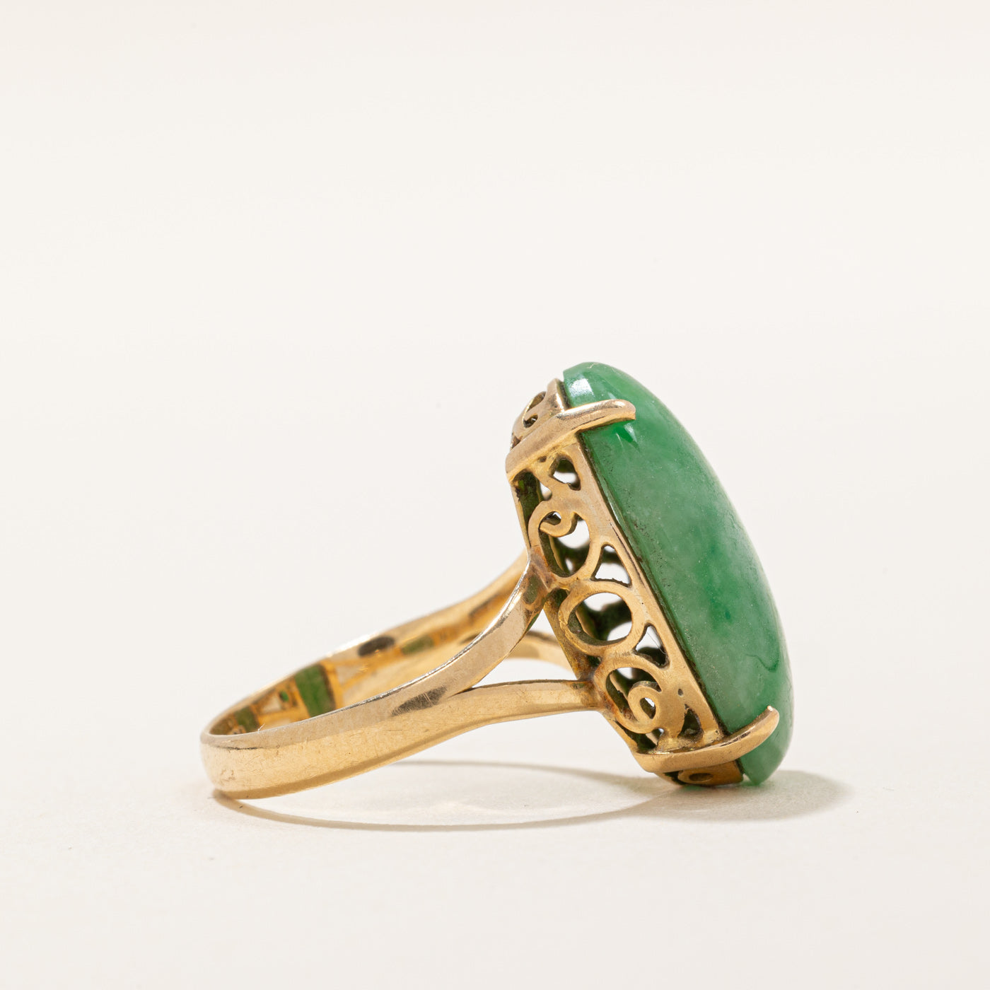18K Gold Jadeite Cocktail Ring - 12.00 Carat Natural Jade | Size 7 | Elegant Statement Jewelry for Weddings, Parties & Special Occasions