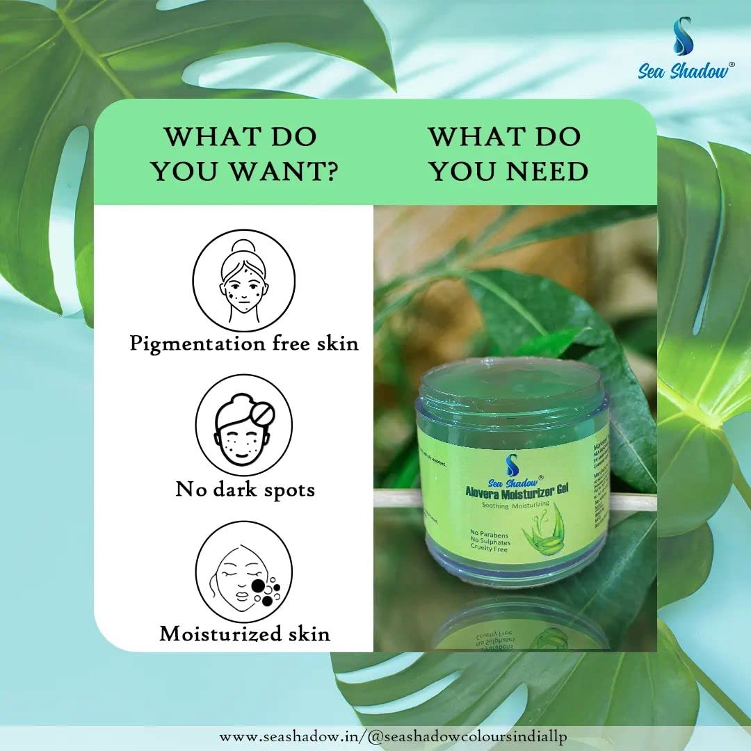SEA SHADOW Pure Aloe Vera Gel for Face & Body - Hydrating, Moisturizing, Soothing Skin Care Treatment | 100ml Multipurpose Gel for Sunburn Relief, After Shave, Hair Mask & Dry Skin | Perfect for Daily Skincare Routine & Travel