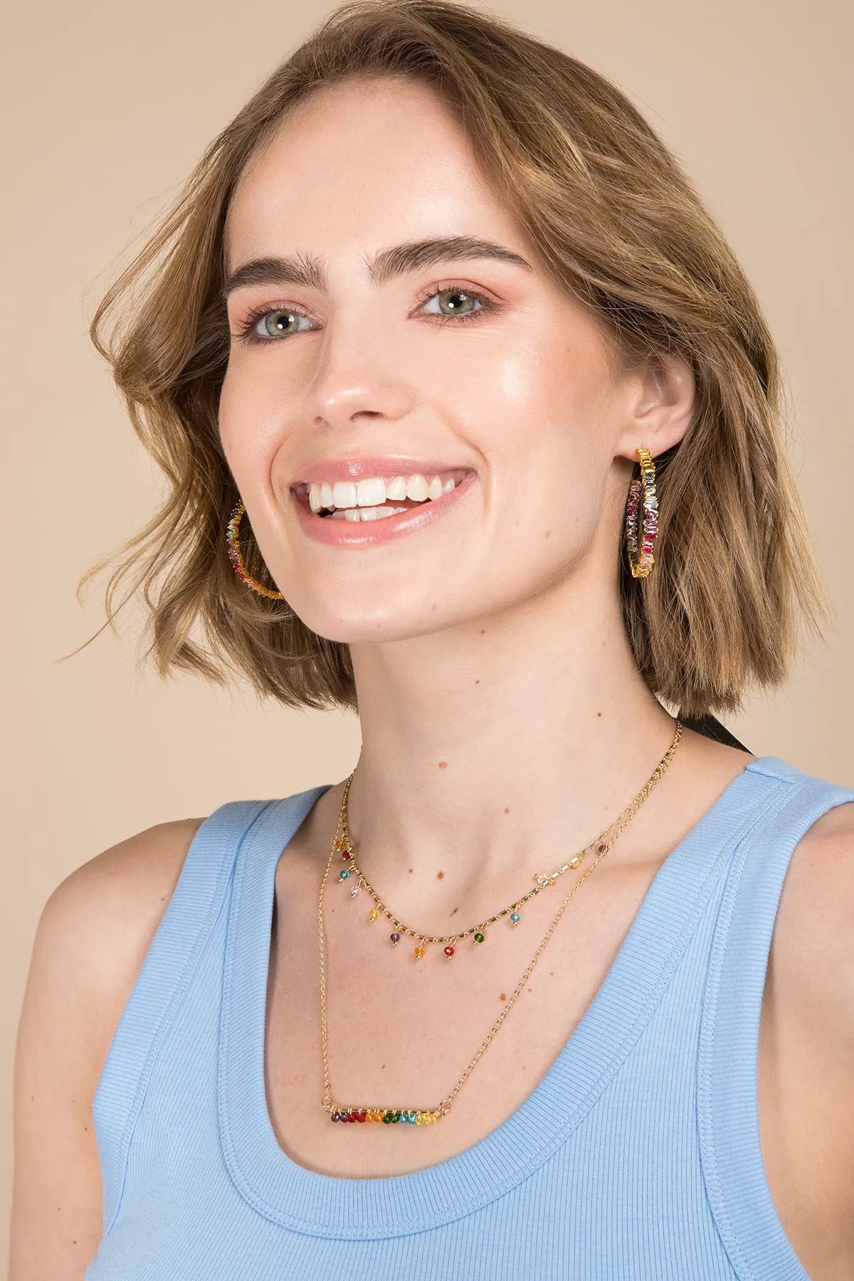 Stylish Multicolor Crystal Hoop Earrings for Women - Trendy Fashion Jewelry for Party, Wedding & Everyday Wear