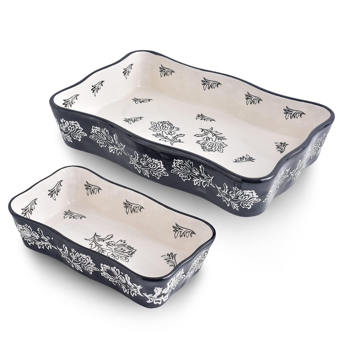 Wisenvoy 2-Piece Ceramic Baking Dish Set - Oven Safe Lasagna Pan & Casserole Dish for Baking, Roasting & Serving | Perfect for Family Dinners, Holiday Meals & Potlucks