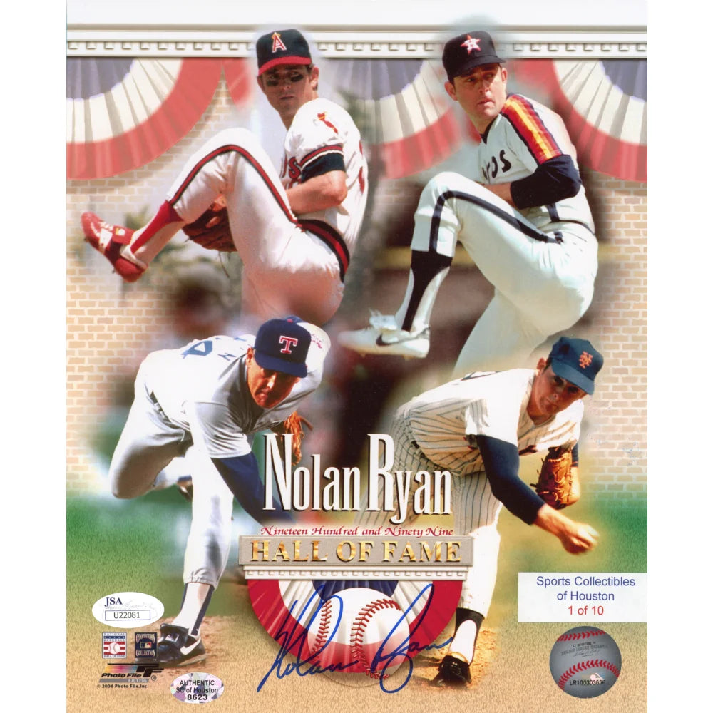 Nolan Ryan Autographed 8x10 Photo with COA & JSA - Limited Edition #D/10 (1999 HOF, Astros & Rangers) - Perfect for Sports Memorabilia Collectors & Baseball Fans