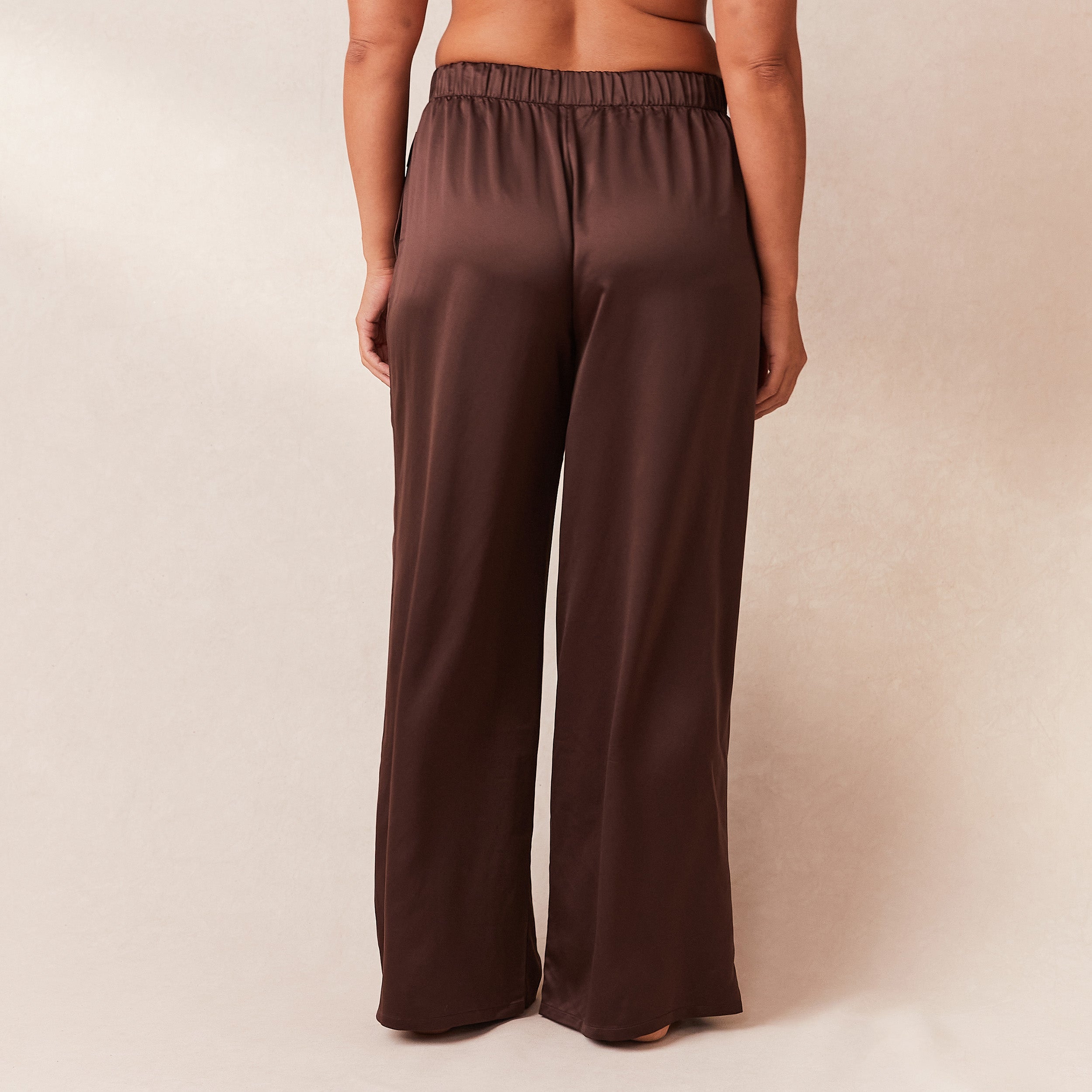 Classic Satin Pajama Pants for Women - Soft Chocolate Brown Sleepwear Lounge Pants - Perfect for Relaxing at Home, Spa Days & Cozy Evenings