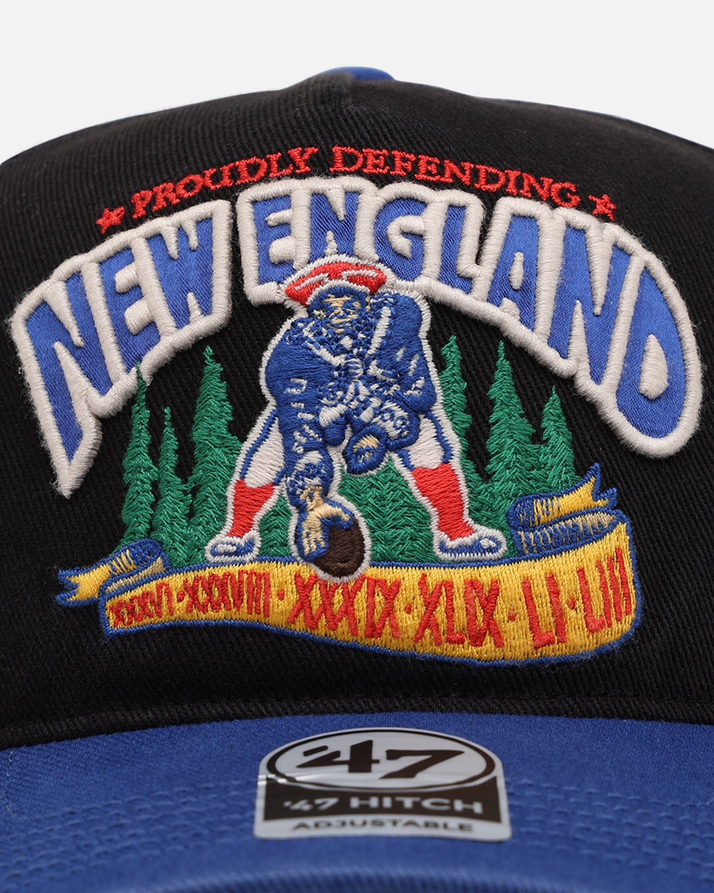 New England Patriots 'NFL Trophy Case' Premium Hitch Snapback Hat - Black & Blue Adjustable Baseball Cap for Men & Women - Perfect for Game Day, Sports Events & Casual Wear