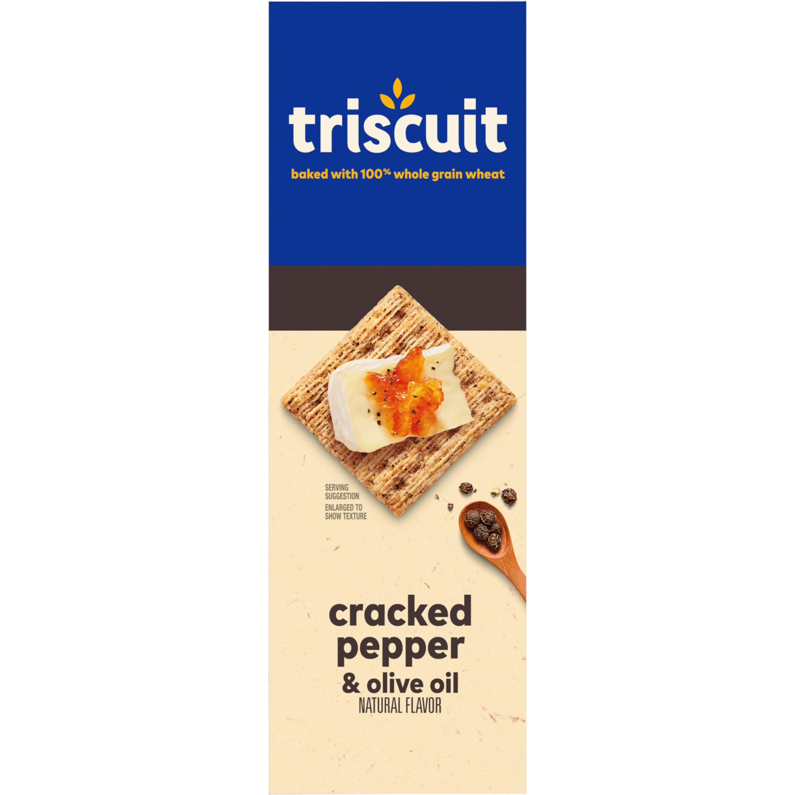 Triscuit Cracked Pepper & Olive Oil Whole Grain Wheat Crackers - Healthy Lunch Snacks, Bulk Pack of 6 (8.5 oz Boxes) - Perfect for Office, School & Picnics