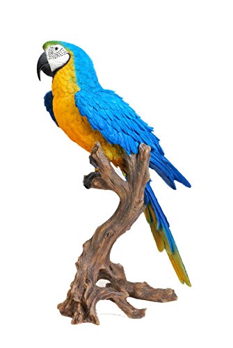 Hi-Line Gift Ltd. Large Macaw Scarlet Statue - Vibrant Blue & Yellow Parrot Figurine for Home Decor, Garden, or Office Display