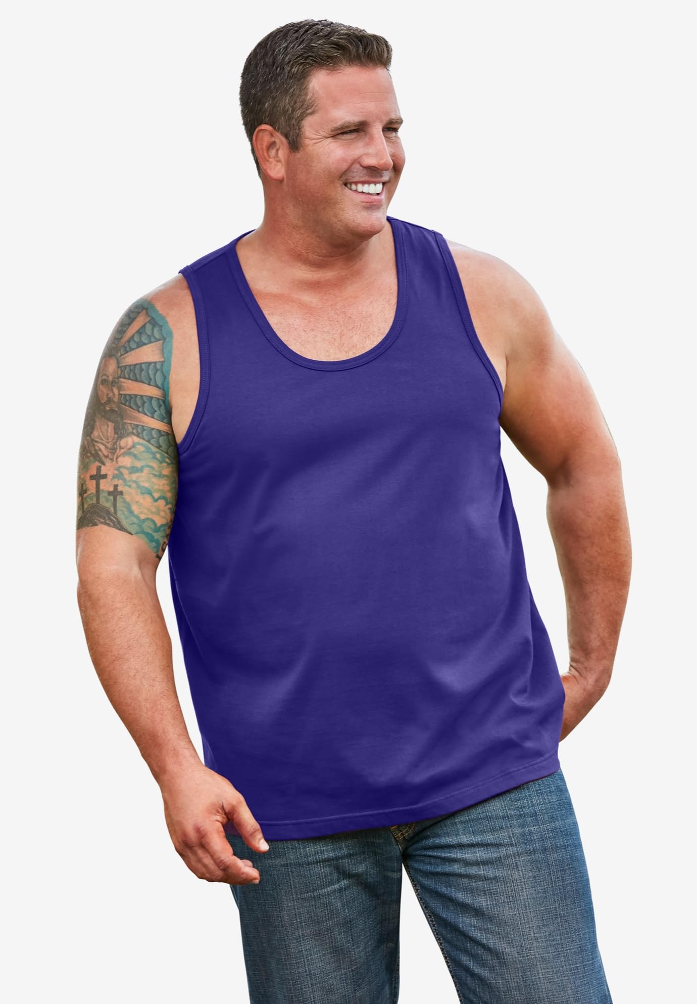 KingSize Men's Big & Tall Heavyweight Cotton Tank Top - Breathable Undershirt for Summer, Gym & Casual Wear