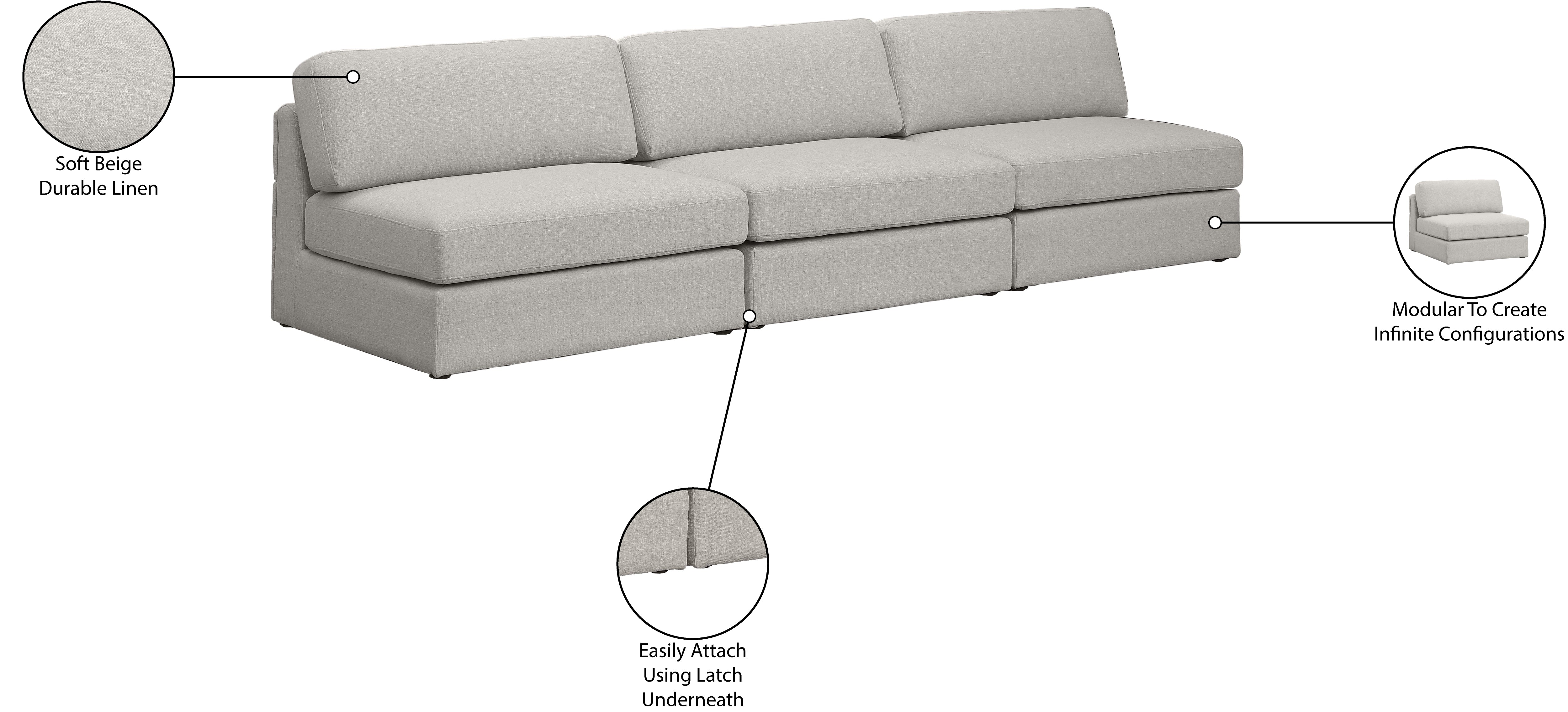 Beckham Durable Linen Textured Fabric Modular Sofa Set - Modern Sectional Couch for Living Room, Lounge & Home Theater | Comfortable & Stylish Furniture for Family Gatherings