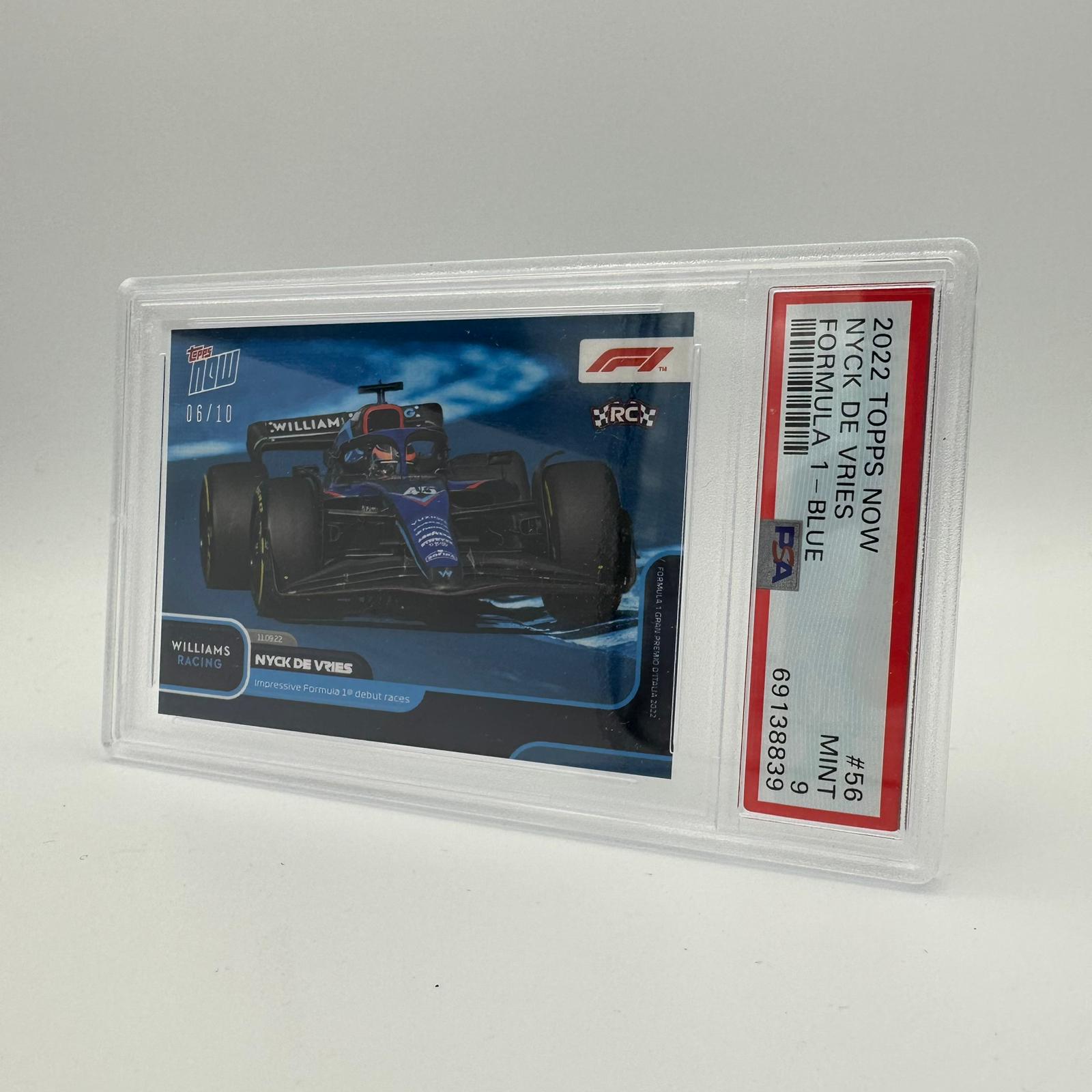 PSA 9 Graded 2006 Nyck de Vries Formula 1 Debut Rookie Card #056 Blue Parallel - Perfect for F1 Collectors and Motorsport Memorabilia Enthusiasts