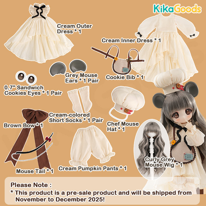 TinyFox 1/6 Scale Mouse Chef Mousse BJD Action Figure with Loofah Body - Collectible Doll for Anime Fans & Model Enthusiasts - Perfect for Display, Photography & Cosplay Scenes (Ships Nov/Dec 2025)