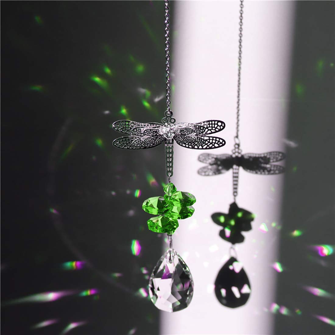 WEISIPU Crystal Dragonfly Suncatcher Prism - Rainbow Window Hanging Decor for Home, Garden, Christmas Tree | Perfect Gift for Housewarming, Birthday, Mother's Day (Green)