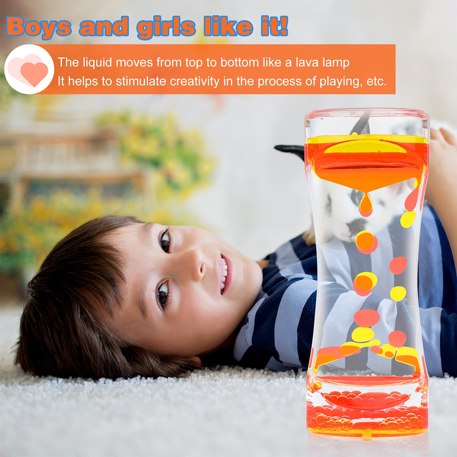 Liquid Motion Bubbler Timer - Diamond Shaped Sensory Toy for Stress Relief, Autism, ADHD & Focus - Desk Decor for Kids & Adults - Penguin Themed Home Office Ornament (Red/Yellow) - Perfect for Classroom, Therapy & Anxiety Relief