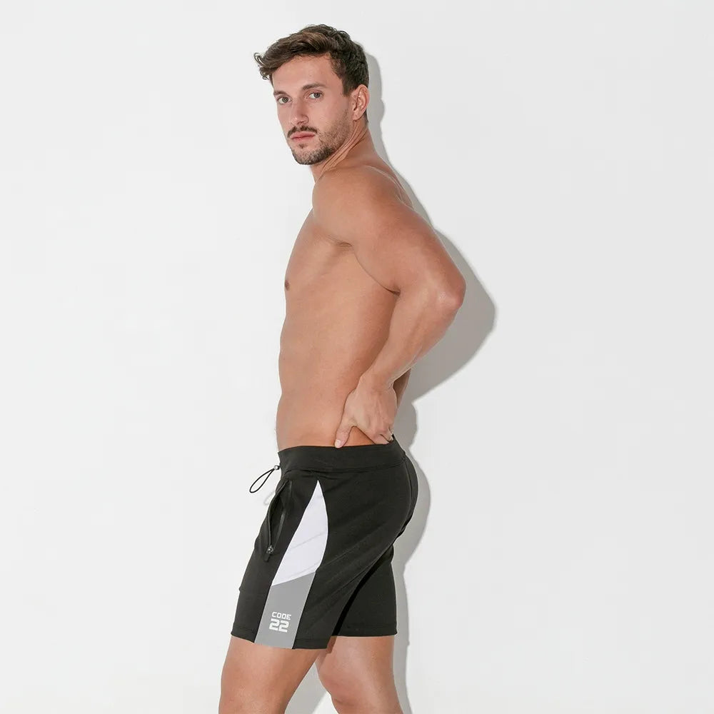 Code 22 Rush 5 Shorts with Zipper Pockets - Men's Athletic Workout Running Gym Shorts (Black, Style 9923) | Perfect for Training, Jogging & Casual Wear