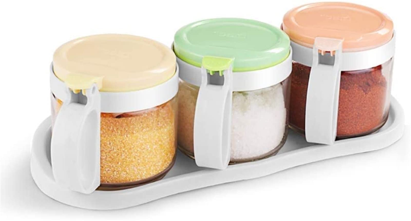 Premium Glass Spice Jars Set - 6-Piece Condiment Bottles for Salt, Sugar, MSG & Seasonings | Airtight Kitchen Storage Containers for Spices, Sauces & Herbs | Perfect for Home Cooking, Baking & Pantry Organization
