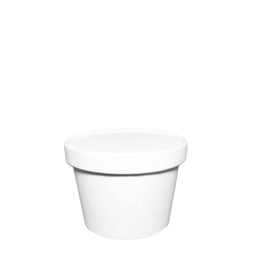 12oz Disposable White Paper Soup Containers with Lids - Microwave & Freezer Safe Food Storage Bowls for Ice Cream, Frozen Yogurt, Desserts - 25 Pack Takeout Containers for Parties, Picnics & Catering