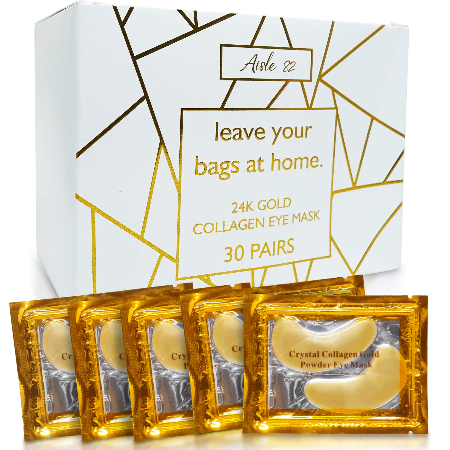 30 Pairs 24K Gold Under Eye Patches for Women – Anti-Aging Collagen Gold Eye Masks for Dark Circles & Puffiness Treatment – Reduce Under Eye Bags & Wrinkles – Perfect for Night Skincare Routine & Spa Day