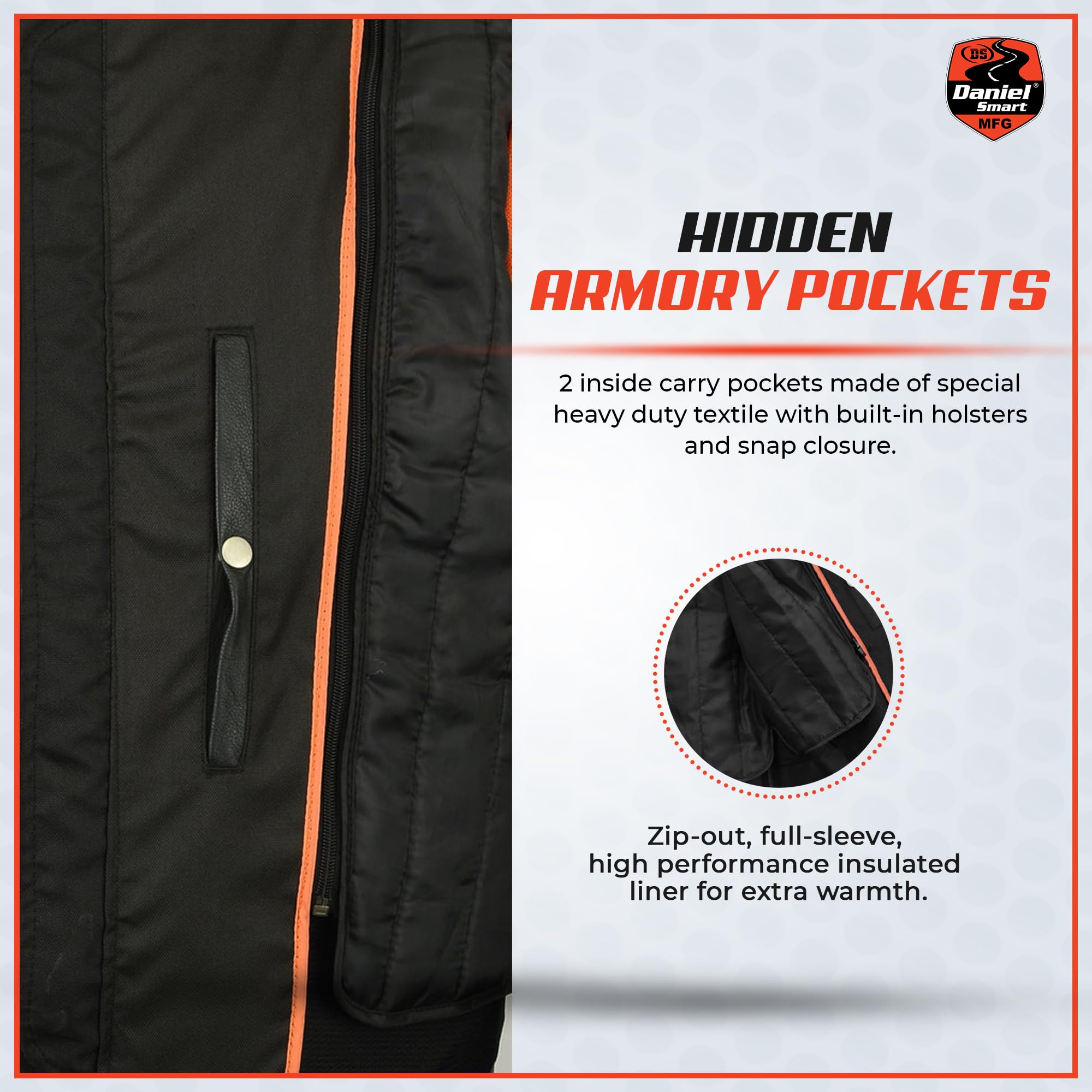 Daniel Smart Men's Leather Motorcycle Jacket - Stylish Cruiser Biker Jacket with Concealed Weapon Pockets | Perfect for Riding, Outdoor Adventures & Motorcycle Enthusiasts