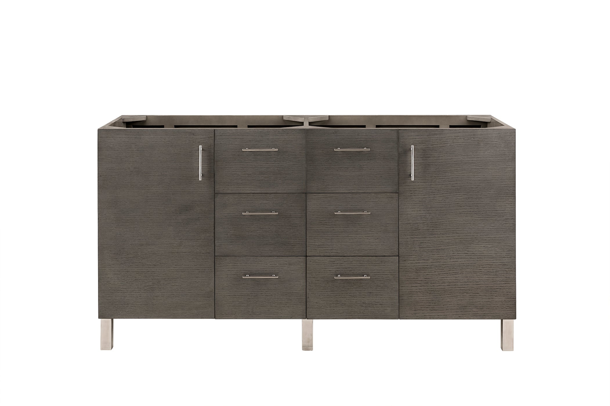 Metropolitan 60-Inch Double Bathroom Vanity in Silver Oak Finish - Perfect for Master Bathrooms & Modern Home Renovations