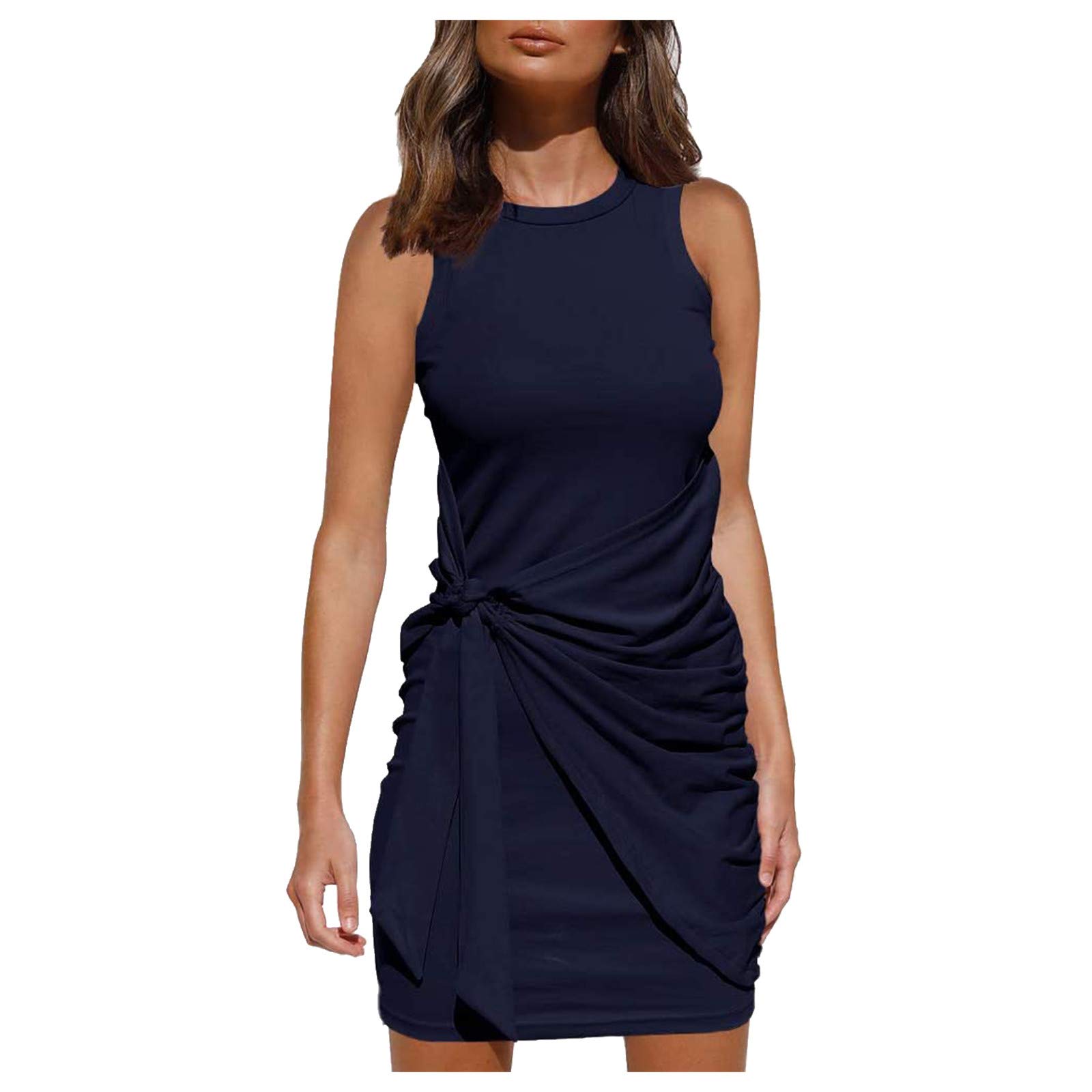 ORT Women's Summer Short Sleeve T-Shirt Dress - Casual Tie Waist Dress with Pockets - Perfect for Beach, Vacation, and Everyday Wear