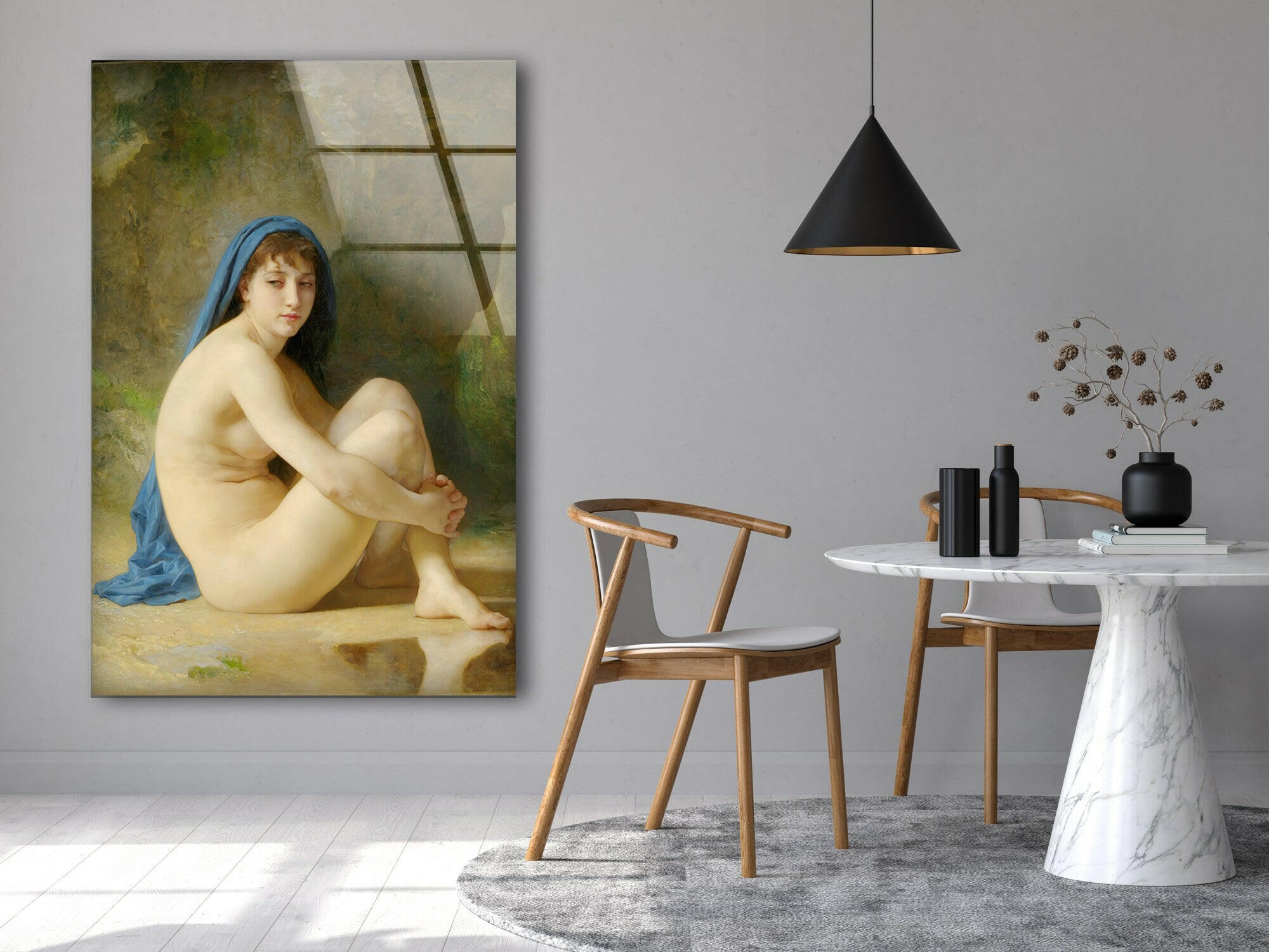 Adolphe Bouguereau Glass Wall Art - Premium Framed Canvas Print - Classic Oil Painting Reproduction for Living Room, Bedroom & Office Decor
