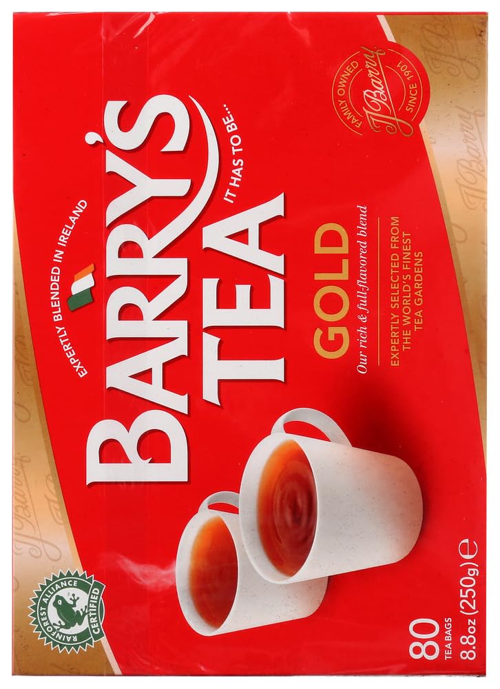 Barry's Tea Gold Blend Tea Bags - 80 Count (Pack of 6) | Premium Irish Breakfast Tea for Home, Office & Gifting | Hot or Iced Tea Enjoyment