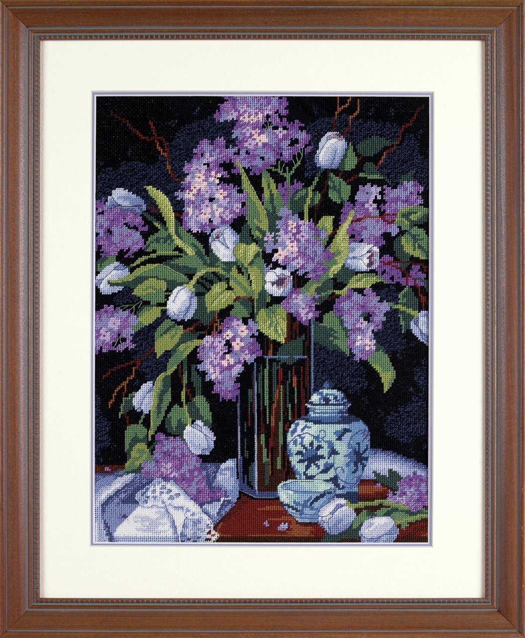 Tulips and Lilacs Needlepoint Kit - Complete Embroidery Set with Canvas, Threads & Needles - Perfect for DIY Home Decor, Gifts & Relaxation