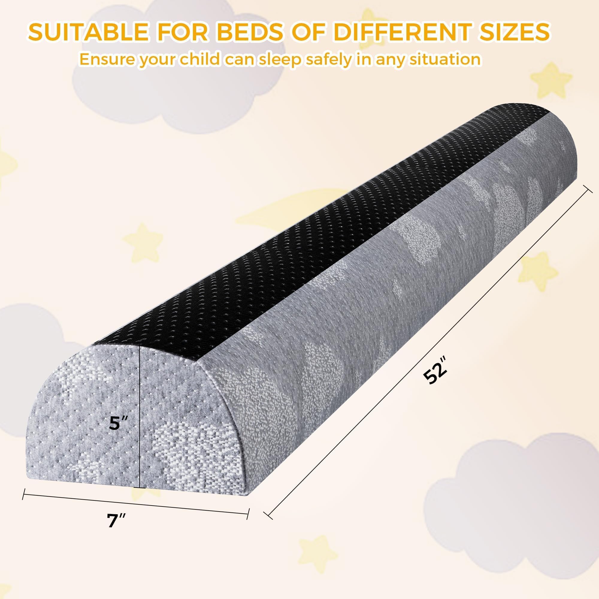 **Toddler Bed Rail Bumpers - Soft Foam Bed Bumper Guard with Dual Non-Slip Pads & Washable Cover - Safe for Kids, Seniors & Elderly - Perfect for Daycare, Home & Travel Use**