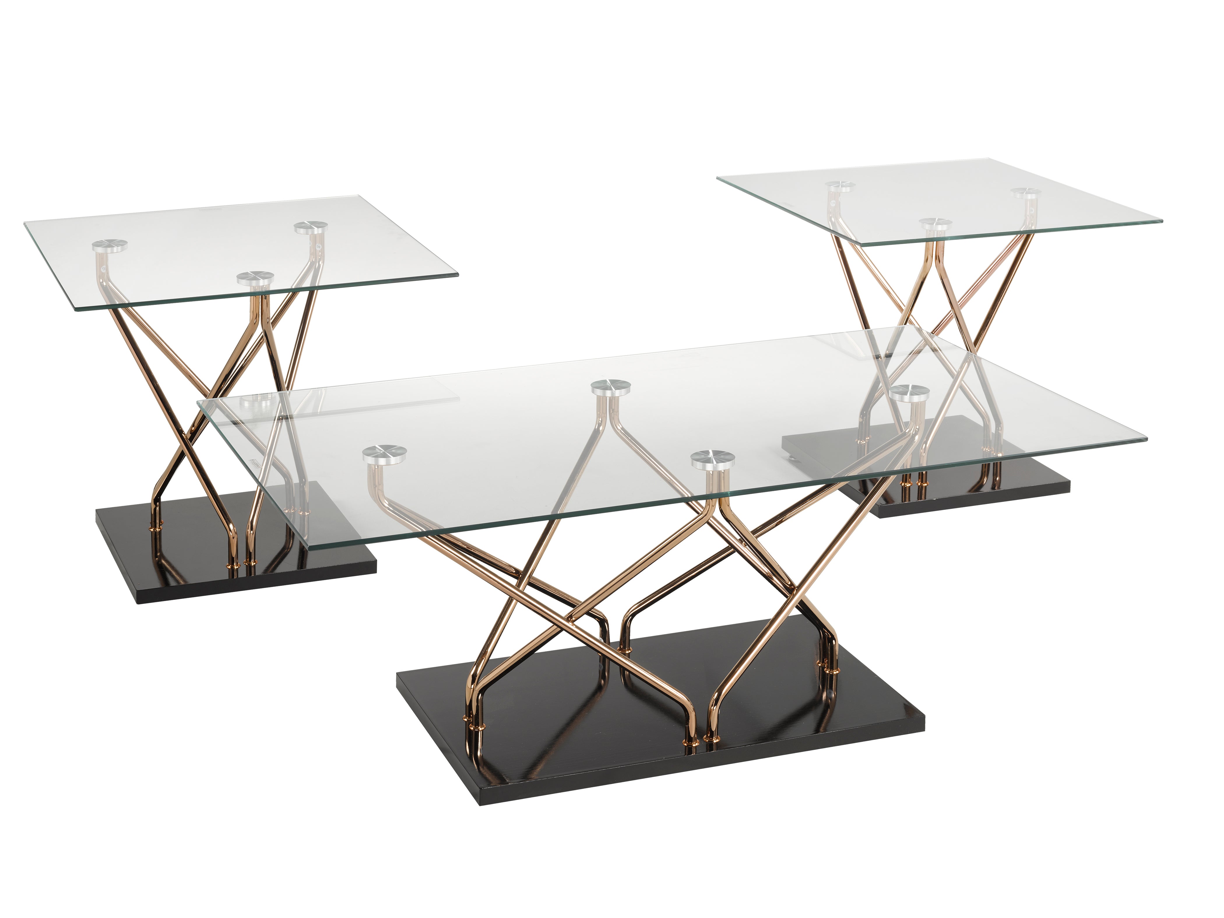3-Piece Coffee Table Set - Modern Black & Rose Gold Accent Living Room Furniture for Small Spaces | Perfect for Apartments, Condos & Cozy Homes