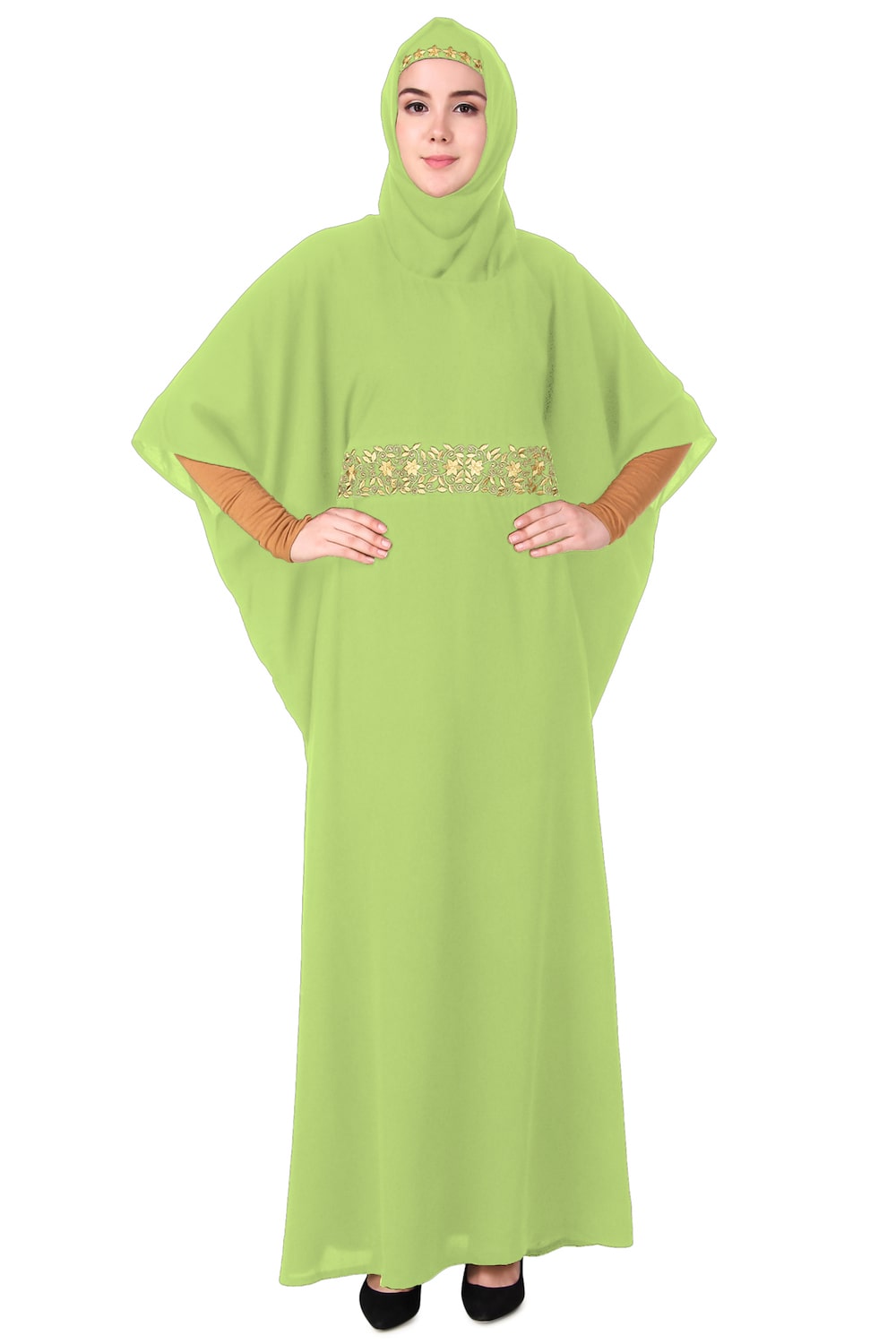 Floral Embroidered Waist Design Kaftan Dress for Women - Boho Chic Beach Cover Up, Summer Vacation Outfit, Poolside Lounge Wear
