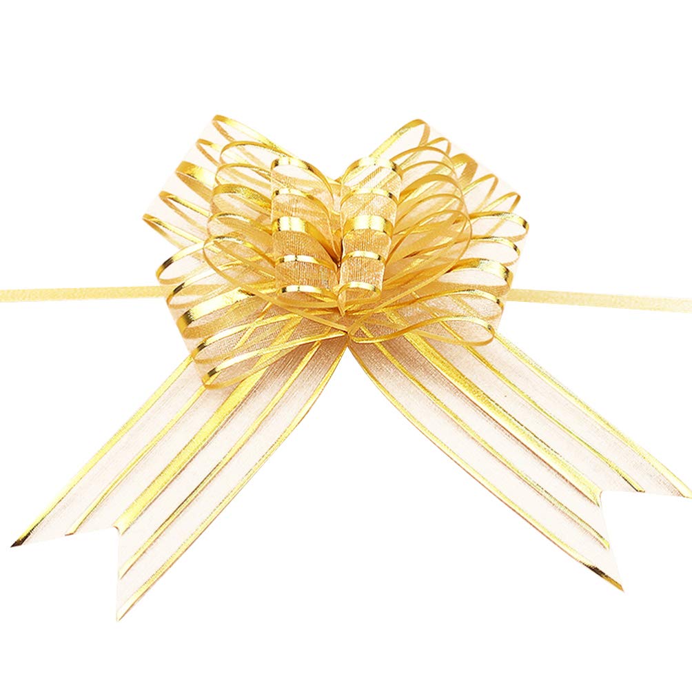 10pcs SUPVOX Premium Gift Pull Bows - Large Golden Wrapping Bows for Christmas, Wedding, Party Decorations - Perfect for Gift Wrapping, Car Decor, and Holiday Celebrations
